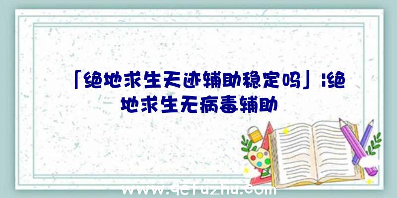 「绝地求生天迹辅助稳定吗」|绝地求生无病毒辅助